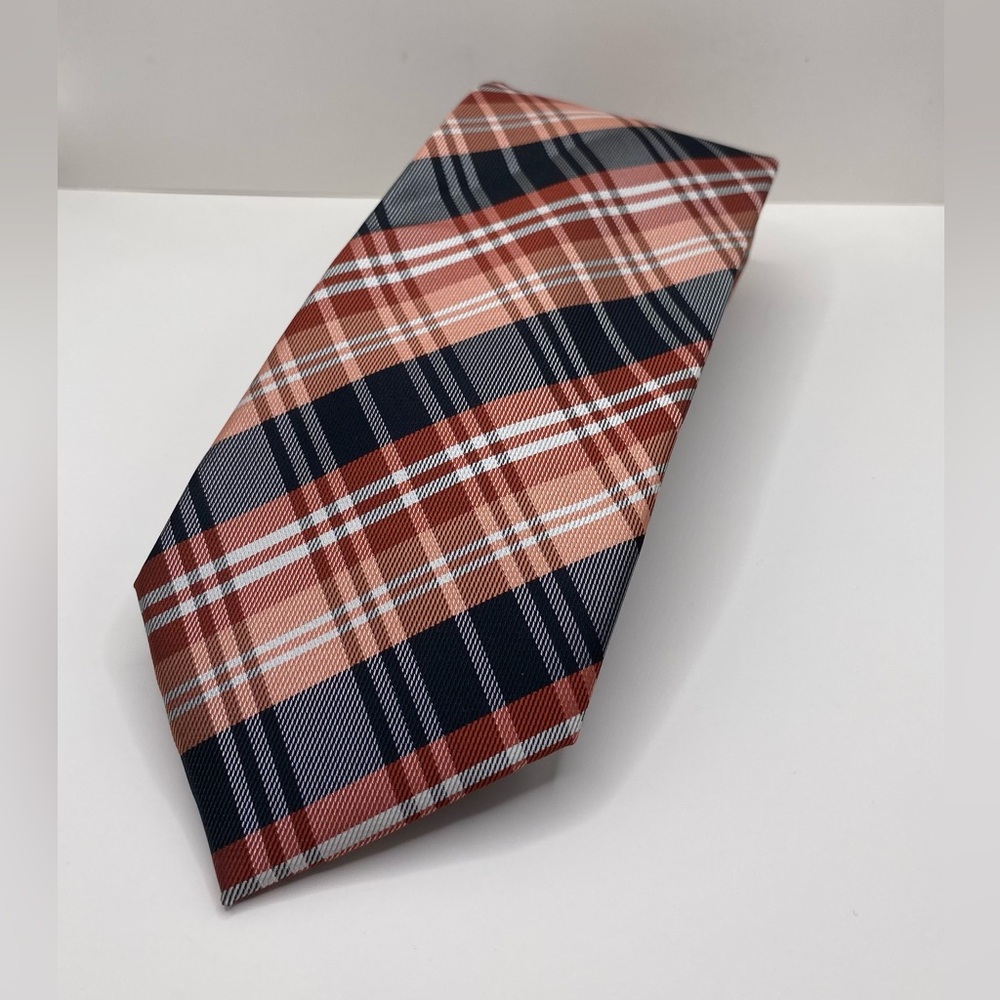 Christian Aujard Men’s Tie - Pink and Navy Plaid